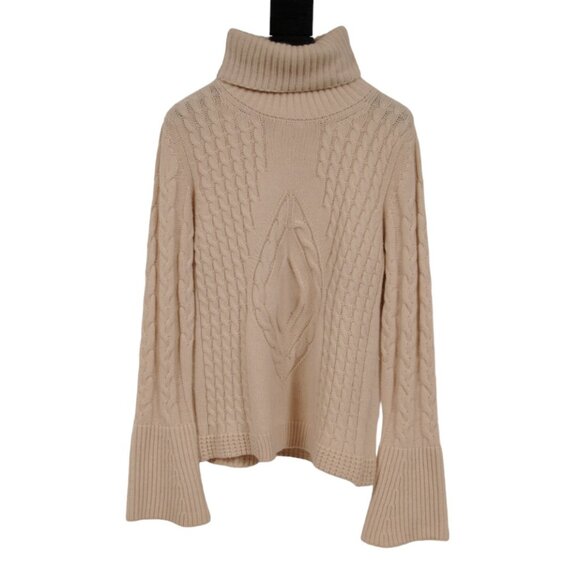 Barlajada Milano Womens Turtleneck Sweater Size Large Tan 100% Cashmere Pullover - Picture 1 of 7